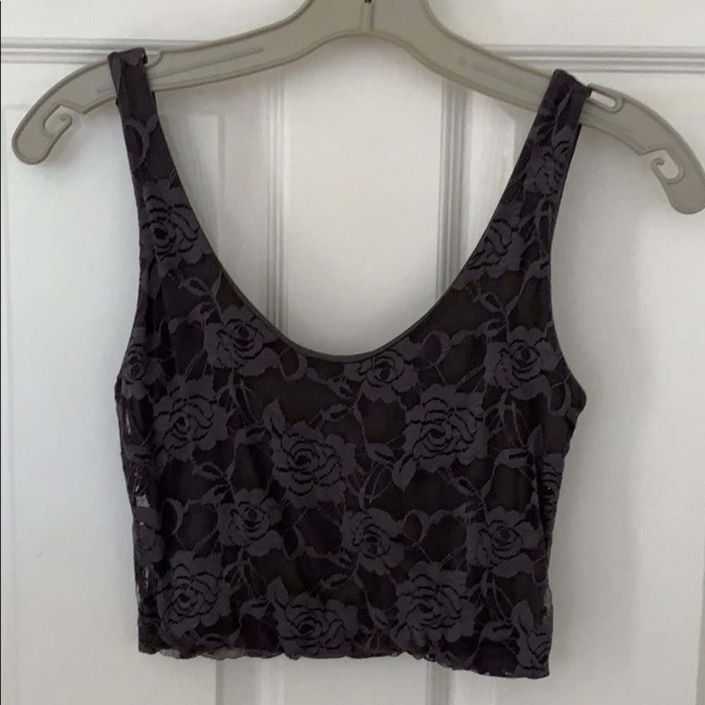 Brandy Melville lace crop top in grey